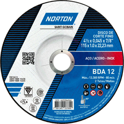 DISCO PULIR NORTON BDA600 4-1/2X1/4X7/8" CONICO METAL 115X6.4X22.23MM CLASSIC