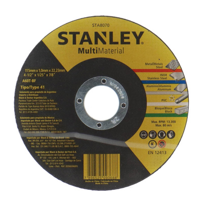 DISCO CORTE STANLEY STA8070  MULTIMATERIAL 4-1/2X1X7/8" PLANO 