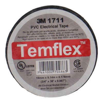 TAPE ELECTRICO 3M TEMFLEX 1711/1600 3/4"X30'