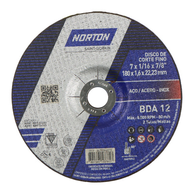 DISCO CORTE NORTON BDA12/BNA12 METAL 7X1/16X7/8" CONCAVO 180X1.6X22.23MM