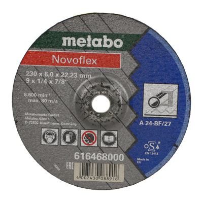 DISCO CORTE METABO 16229 METAL 9X5/64X7/8'' CONCAVO 230X1.9X22.23MM